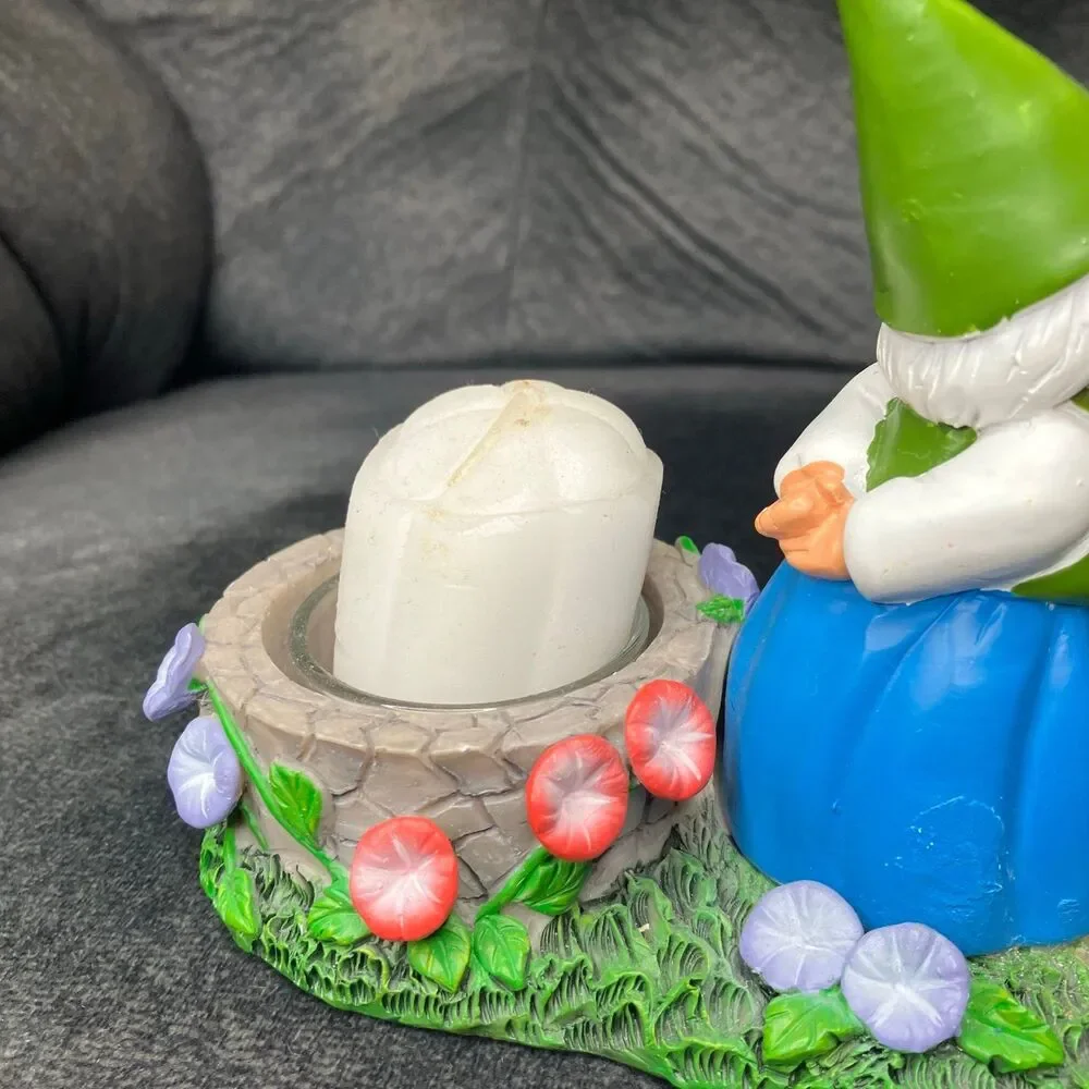 Yankee Candle, Garden Gnome, Kissing Couple Resin Tea Light Votive Candle Holder